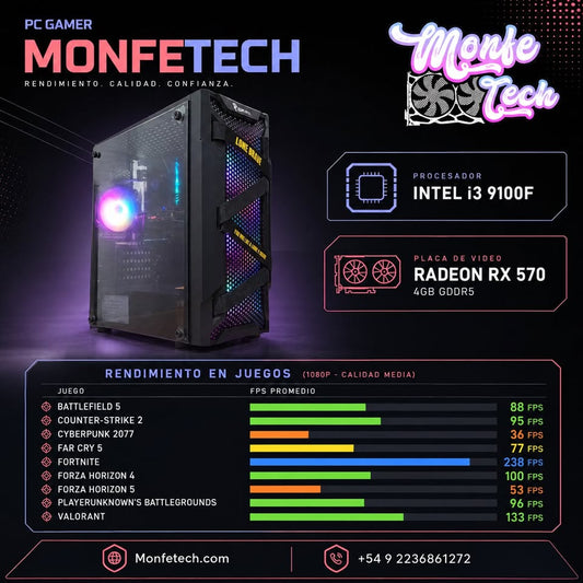 PC GAMER EN OFERTA RX 570 4gb y I3 9100